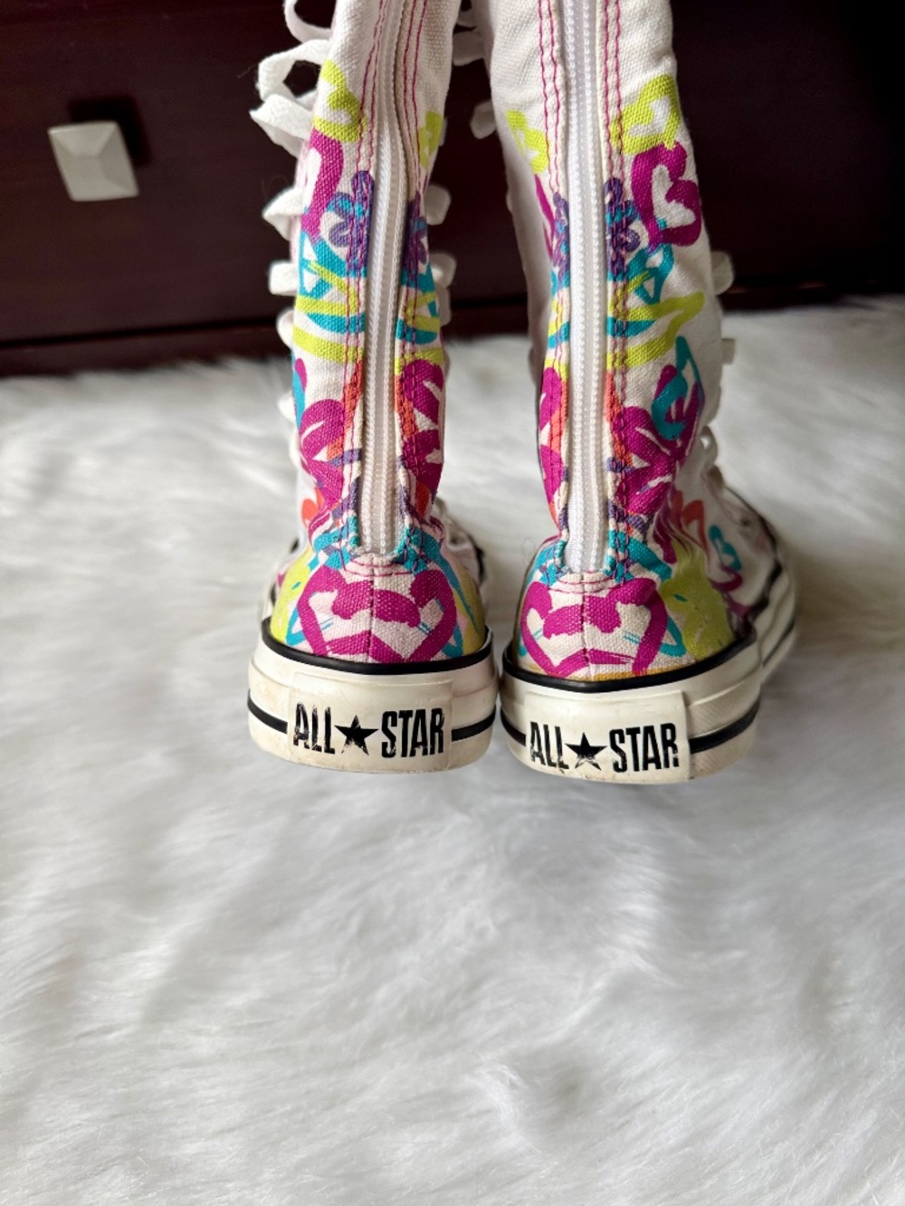 Converse All Star Chuck taylor White Floral Knee High Lace Shoes Women's Sz 5 - Picture 7 of 16